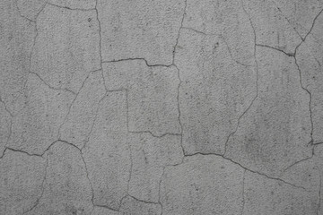 Vintage cracked wall texture. Gray subtle grainy surface. Grunge background