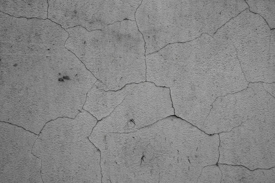 Vintage Cracked Wall Texture. Gray Subtle Grainy Surface. Grunge Background