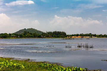 View over a fishing lake in Thailand.