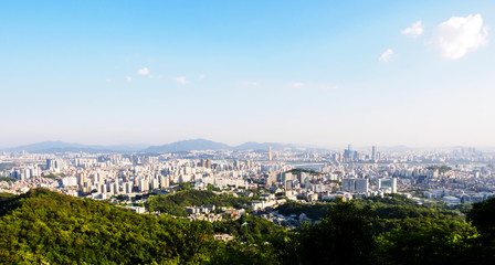 Obraz premium Panoramic view of Seoul from the Asan Mountain, South Korea