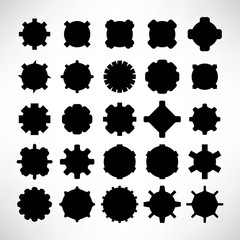 gear and cog icons set, labels