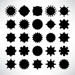 gear and cog icons set, labels