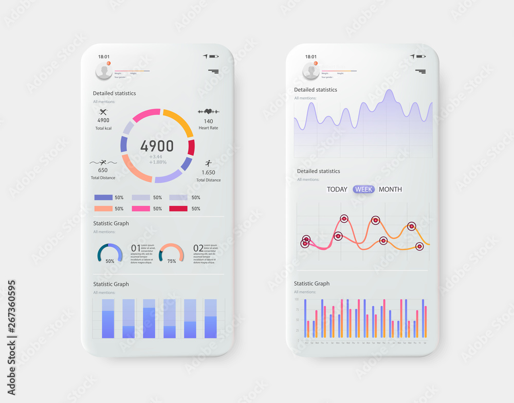 Poster modern mobile infographic vector template with statistics graphs and finance charts. great design fo
