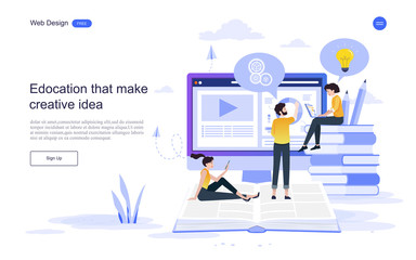 WeEducation concept. Online training, e-learning, training and courses.flat design concept of education for website,banner,background.Vector illustration.b