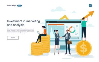 Business concept of investment.Business productivity return on investment, marketing and analysis,Business cooperation.Vector illustration.