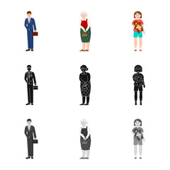 Vector illustration of character and avatar  icon. Collection of character and portrait stock symbol for web.