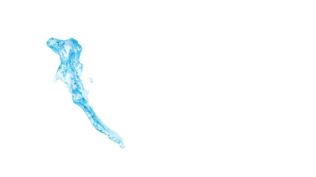 3D animation of a blue water flow with alpha layer