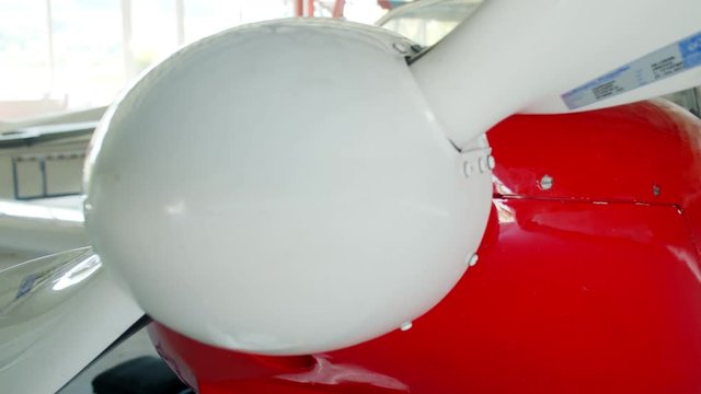 Detail of Propeller on small private airplane