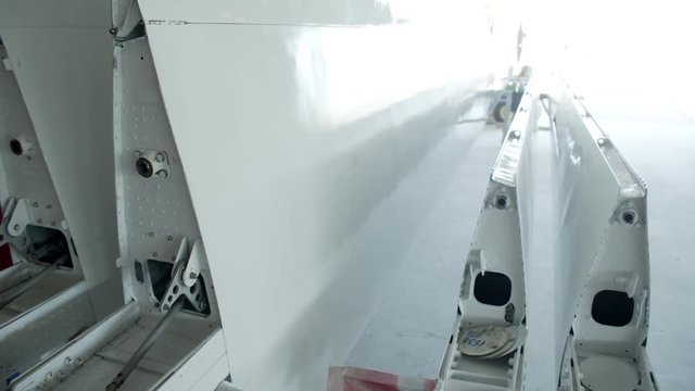 Private civil Aircraft making factory parts with fuselage and wings in service