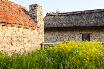 Old sandstone houses.