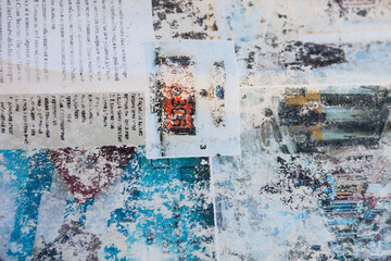 Soaked and dried color magazine's pages