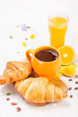 French breakfast on white background