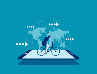 Fototapeta na wymiar Business ride bicycle . Concept business vector illustration, Direction, Speed, Technology