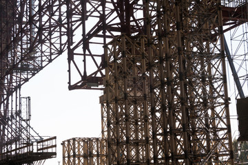 Metal scaffolding on the construction site