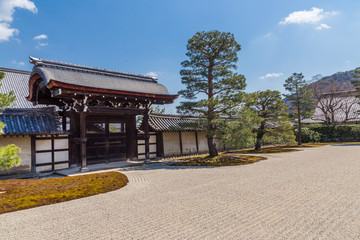 Zen garden in Tenryuji temple in Arashiyama, Kyoto, Japan