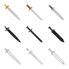 Vector illustration of game  and armor  sign. Set of game  and blade  stock symbol for web.