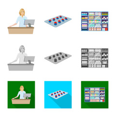 Vector design of retail and healthcare icon. Set of retail and wellness stock symbol for web.
