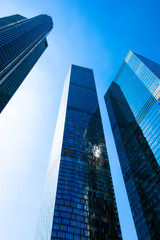 Fototapeta na wymiar Modern skyscrapers facades in business district