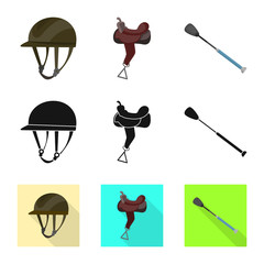 Vector illustration of equipment and riding symbol. Collection of equipment and competition stock vector illustration.