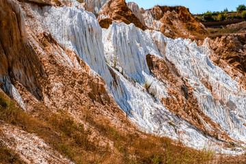 Obraz na płótnie Canvas a fragment of a quarry of kaolin mining with beautiful slopes