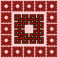 Celtic national ornament . Оrnament in the style of embroidery.Isolated red -blac vector image. Vector illustration