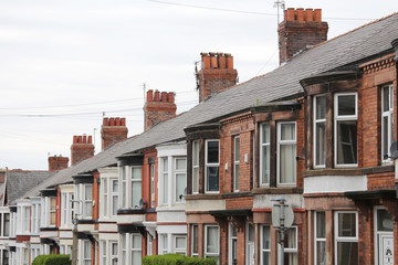 Tipiche case inglesi in un quartiere residenziale di Liverpool