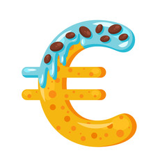 Donut cartoon euro symbol vector illustration