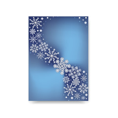 Abstract blurred gradient mesh background with white snowflakes with shadow