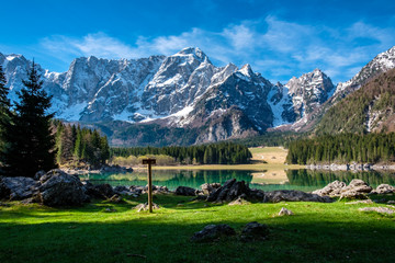 Spring morning at the alpine lake