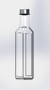 Glass rectangle bottle 3D render big picture