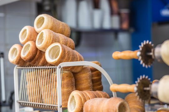 Trdelnik traditional czech slovak or hungarian sweet rolled pasrtry