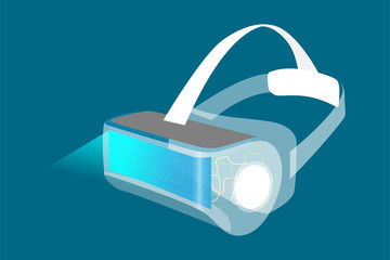 Realistic 3d Virtual Reality Headset Box Closeup View Futuristic Innovation Technology and Simulation Concept.Creative and Modern design in EPS10 vector illustration.