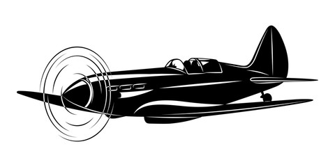 Vector silhouette of the old fighter plane