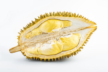 Fototapeta premium a peeling durian on a white background