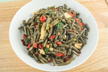 Chinese cuisine, a dish of fried sour beans
