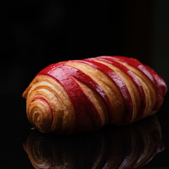 Croissant color background red