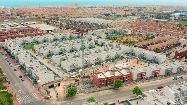 Aerial view. Torrevieja from the air, the coastline ana roofs