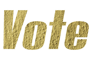 Vote word with yellow wall textured on white background