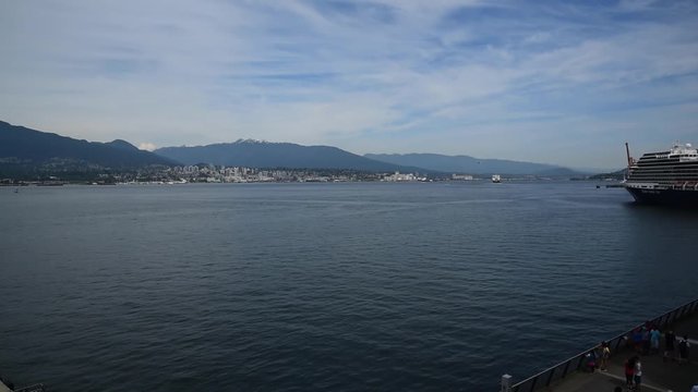 A seaplane is touching down to the sea. Burrard Inlet Vancouver BC Canada   5