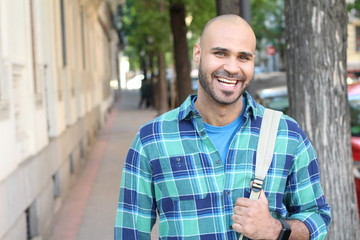 Middle Eastern man outdoors close up