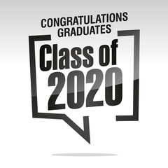 Graduating class of 2020 isolated on silver white background