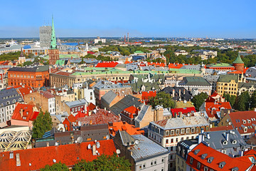 Fototapeta na wymiar View of Riga in a sunny day, Latvia
