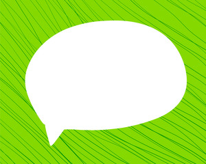 Green stripes hand drawn background in cartoon style with speech bubble