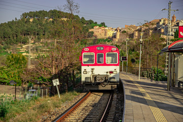 Fototapeta na wymiar TRAIN IN THE STOP OF SEGORBE, SPAIN