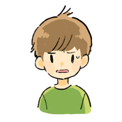 Obraz premium 表情 男の子 困る