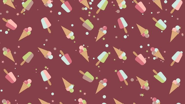 Ice cream moving background pattern