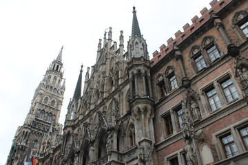 Munich architecture on a cloudy spring day