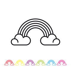 Hippie spirit rainbow line icon vector