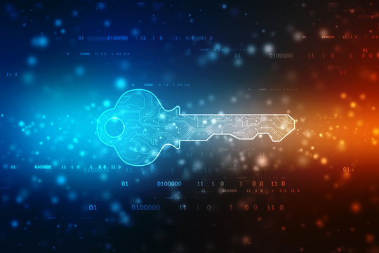 Concept of cyber security or private key, abstract digital key in technology background, Security Concept background