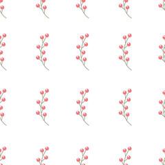 Seamless Scandinavian pattern with holly berries.